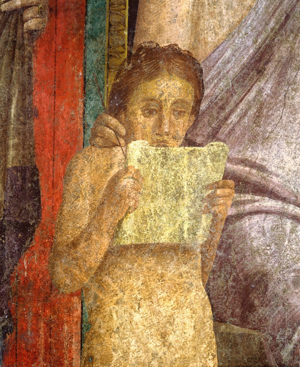 Olaszország, Campania, Pompei, rituális szertartást ábrázoló freskó a Rejtélyek Villájában alkotó: Roman
