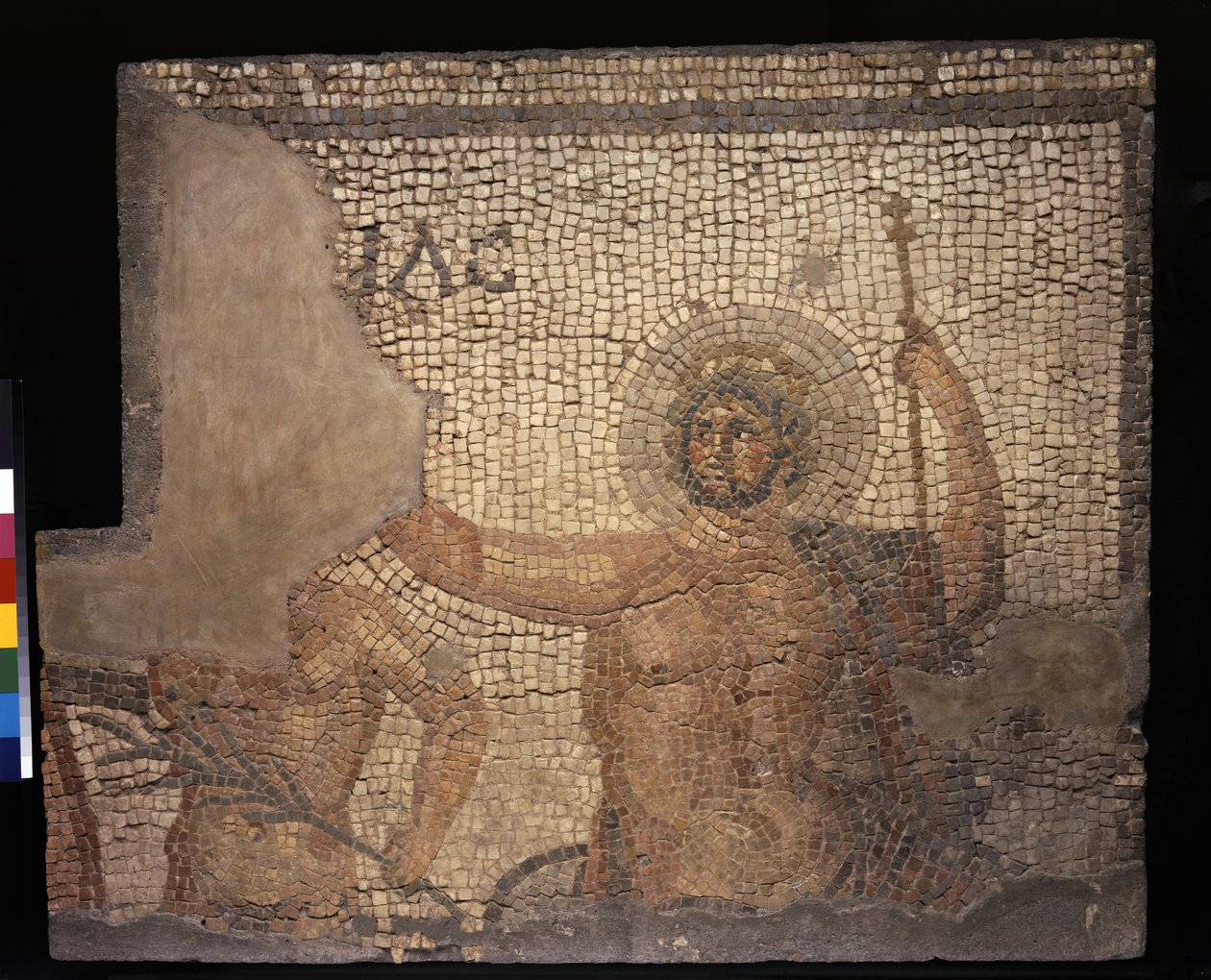 Mozaik a Menander-házból Zeusz, 3.-4. század (mészkő és márvány tesserák) alkotó: Roman