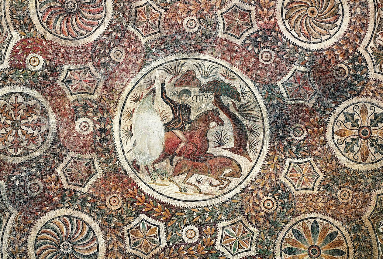 Mozaik vadászjelenettel, Kr.u. 4. század (mozaik) alkotó: Roman
