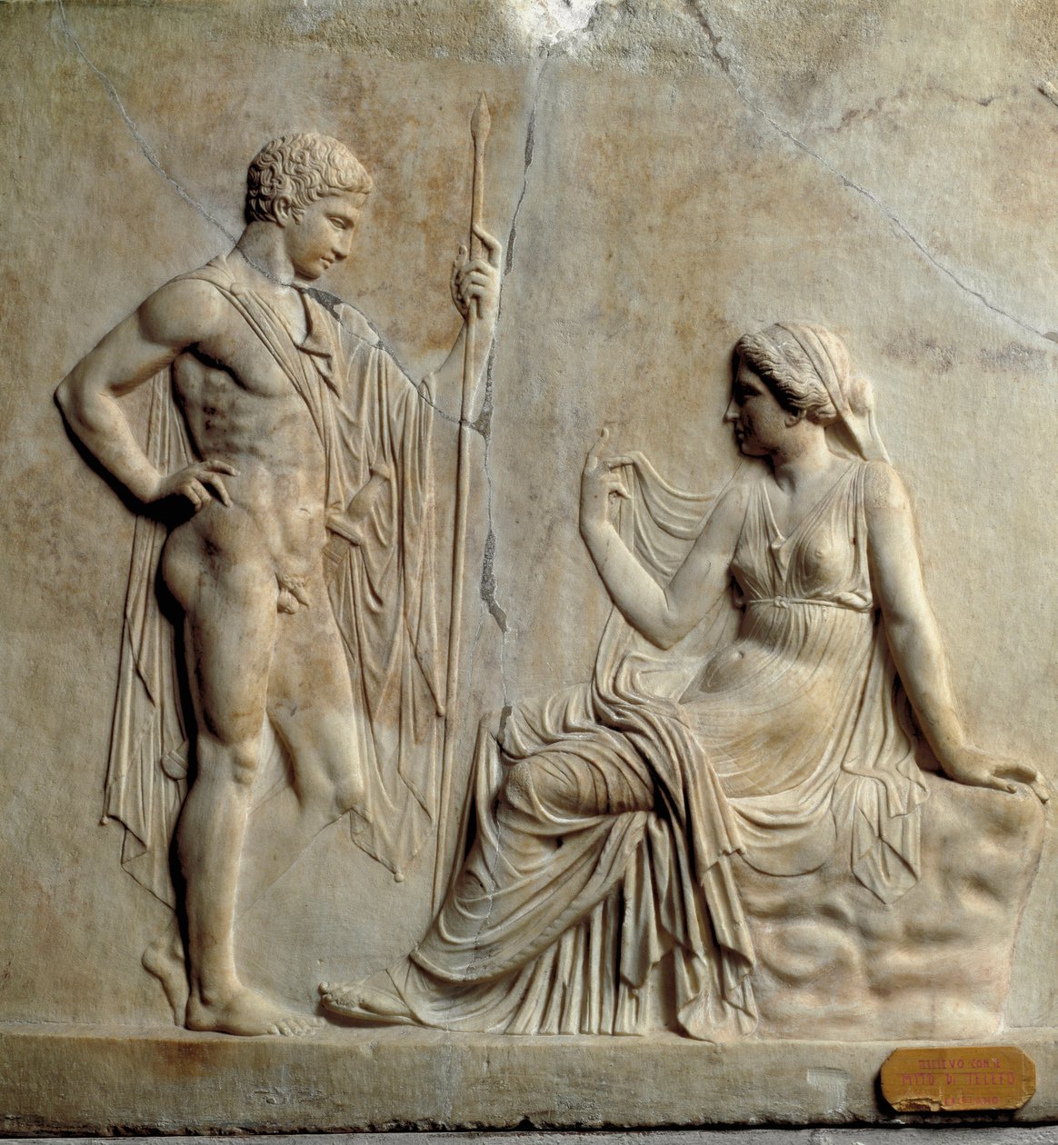 Neo-padlás művészet (neo-attic): Telephus mítoszát reprezentáló dombormű (Telephus) Kr. e. 1. század. Ercolano (Herculanus) Nápolyból, Museo Archeologico Nazionale alkotó: Roman