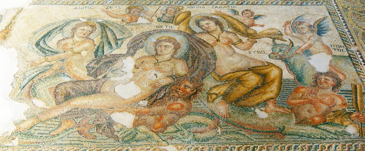 Nereides és Bythos, Aion háza, Paphos, Ciprus (mozaik) alkotó: Roman