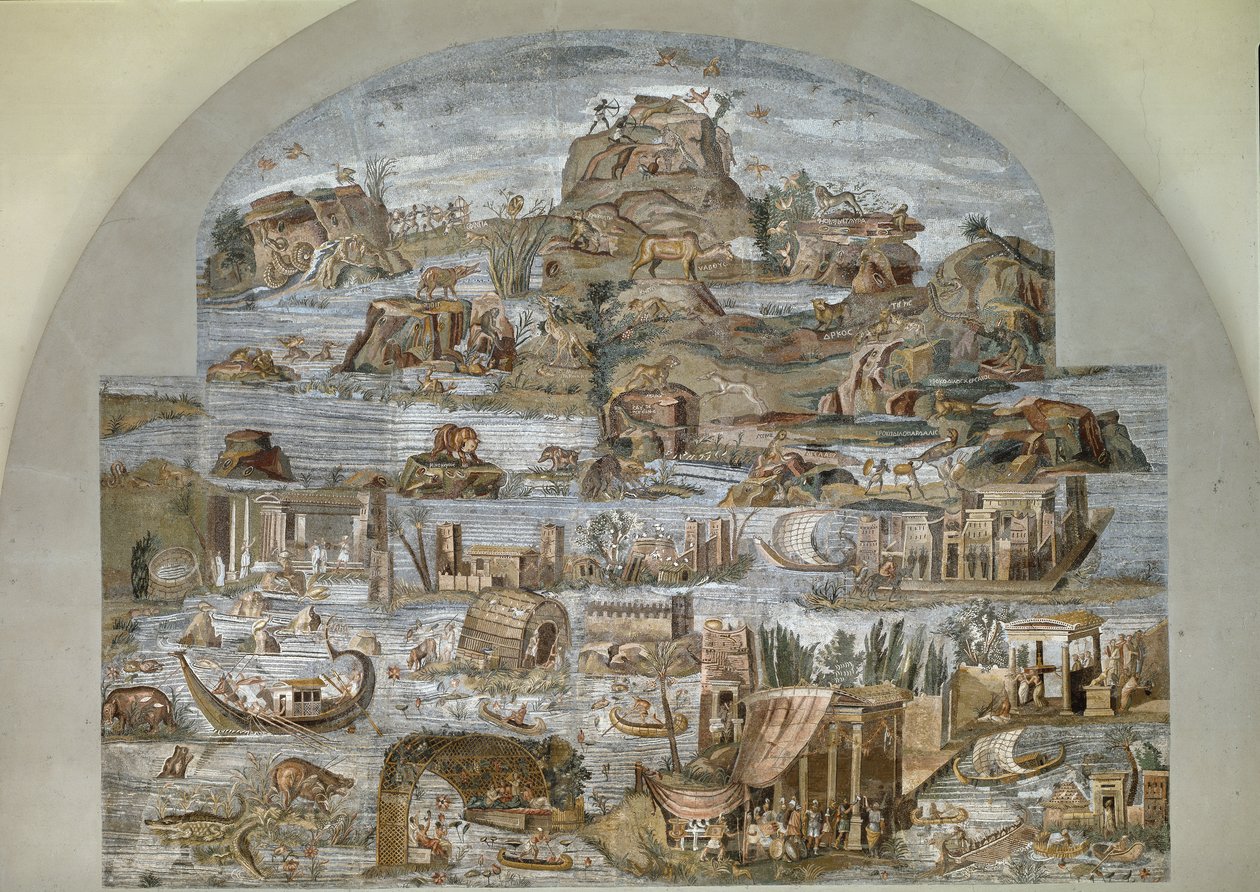 Praeneste (Palestrina) nilótikus mozaikja Fortuna Primigenia istenségének szentélyéből, ie 80. alkotó: Roman