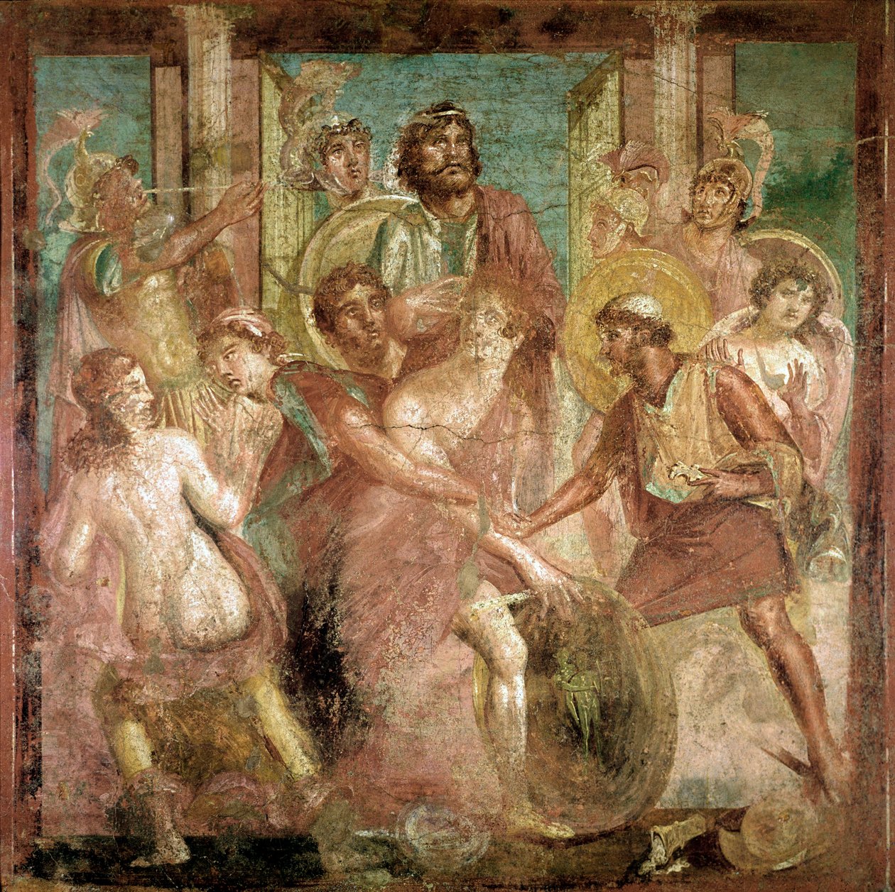 Odüsszeusz Lycomedes lányai között találja Akhilleust (freskó, Kr.u. 2. század) alkotó: Roman