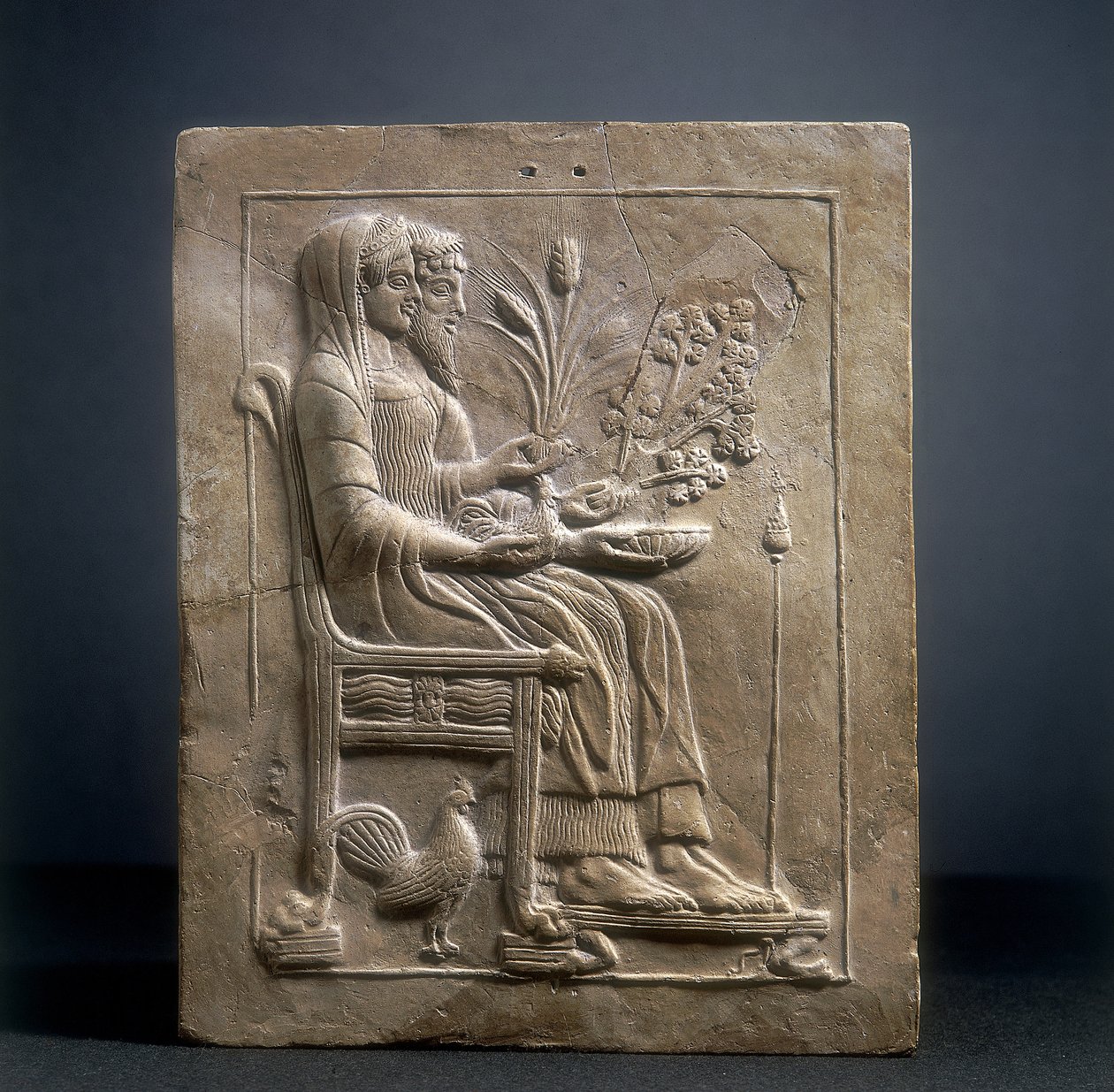 Perszephoné Pinax és Plútó Hádészben (terrakotta) alkotó: Roman