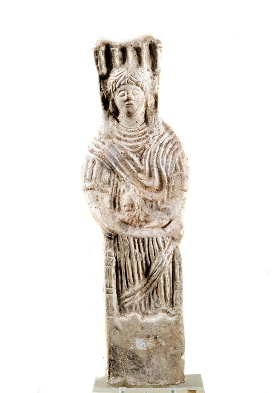 A trónon ülő isteni Cybele ábrázolása. Kr.e. 3. század körül. Saint Germain, Régiségek Múzeuma alkotó: Roman