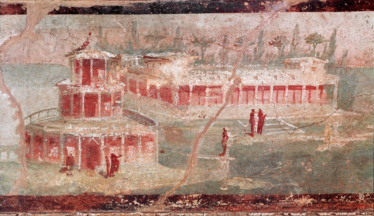 Folyói táj portikusszal, részlettel (freskó alkotó: Roman
