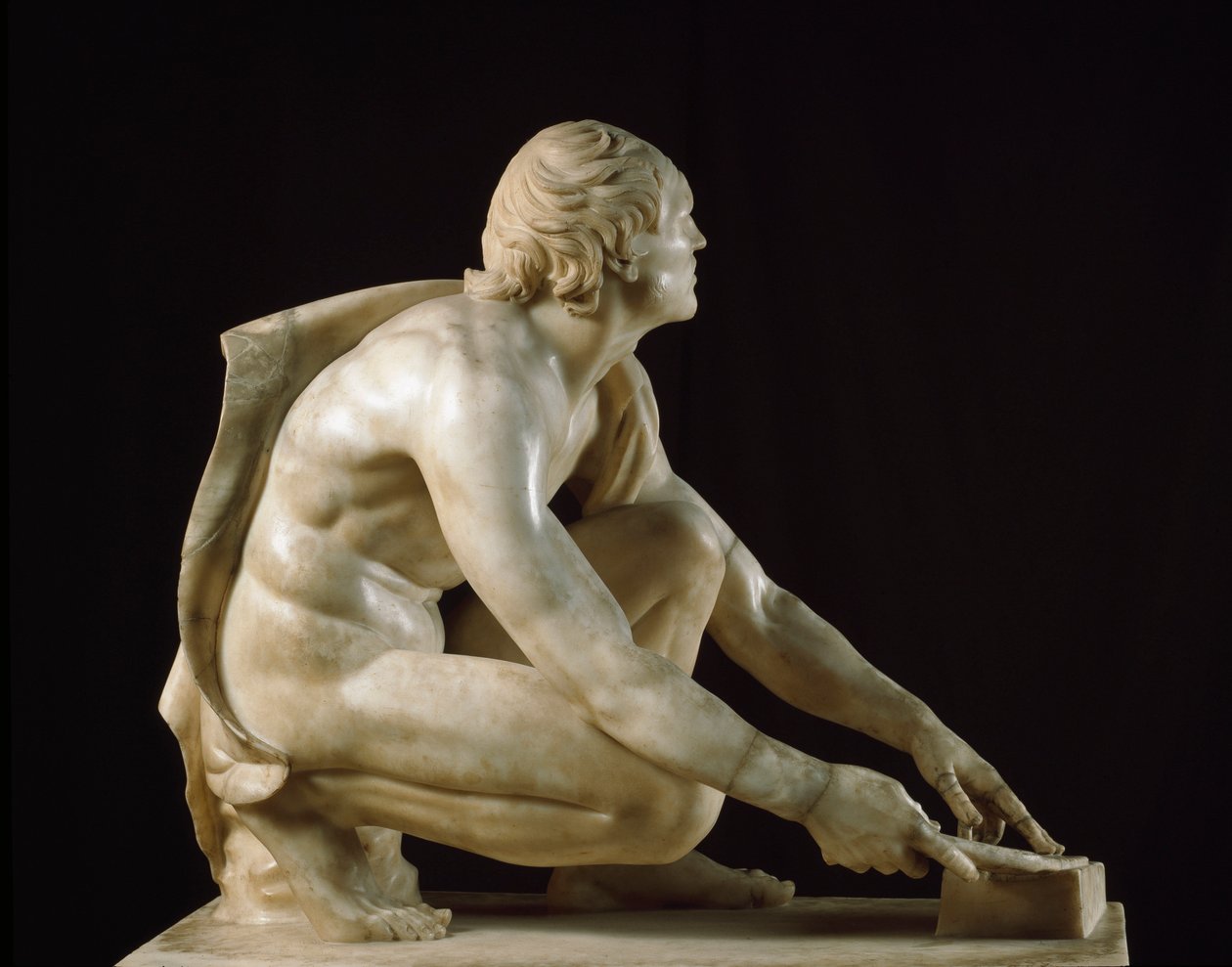Római művészet: „” Élező élezi a késeit”” A Kr.e. I. századi római márványszobor görög eredeti után. Homályos. 105 cm Firenze, Galleria degli Uffizi, Tribuna alkotó: Roman