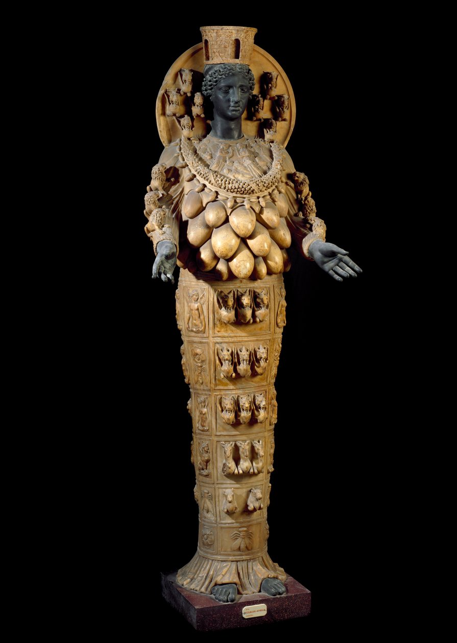 Római művészet: Ephesei Artemisz - Római szobor egy görög eredeti után Ephesében - Albaszterből és bronzból készült szobor alkotó: Roman