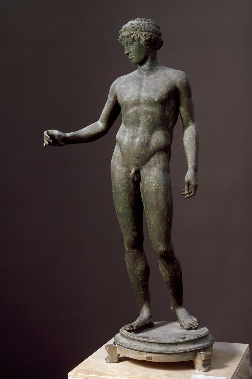 Római művészet: "" Efebe"" Bronz szobor görög eredeti után, Pompeiből alkotó: Roman