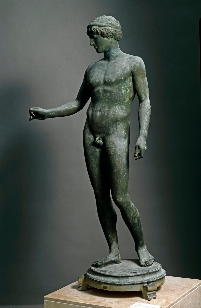 Római művészet: "" Efebe"" Bronz szobor görög eredeti után, Pompeiből alkotó: Roman