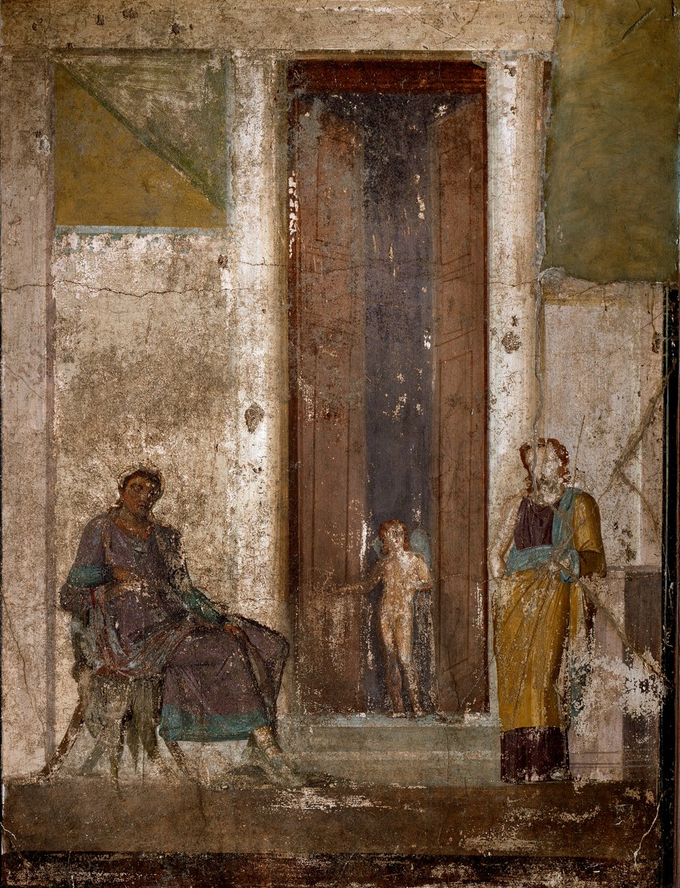 Római művészet: „Erosz ráveszi Helénét, hogy szeresse Párizst” „Pompei freskó. 1. század. Nápoly, Nemzeti Régészeti Múzeum alkotó: Roman