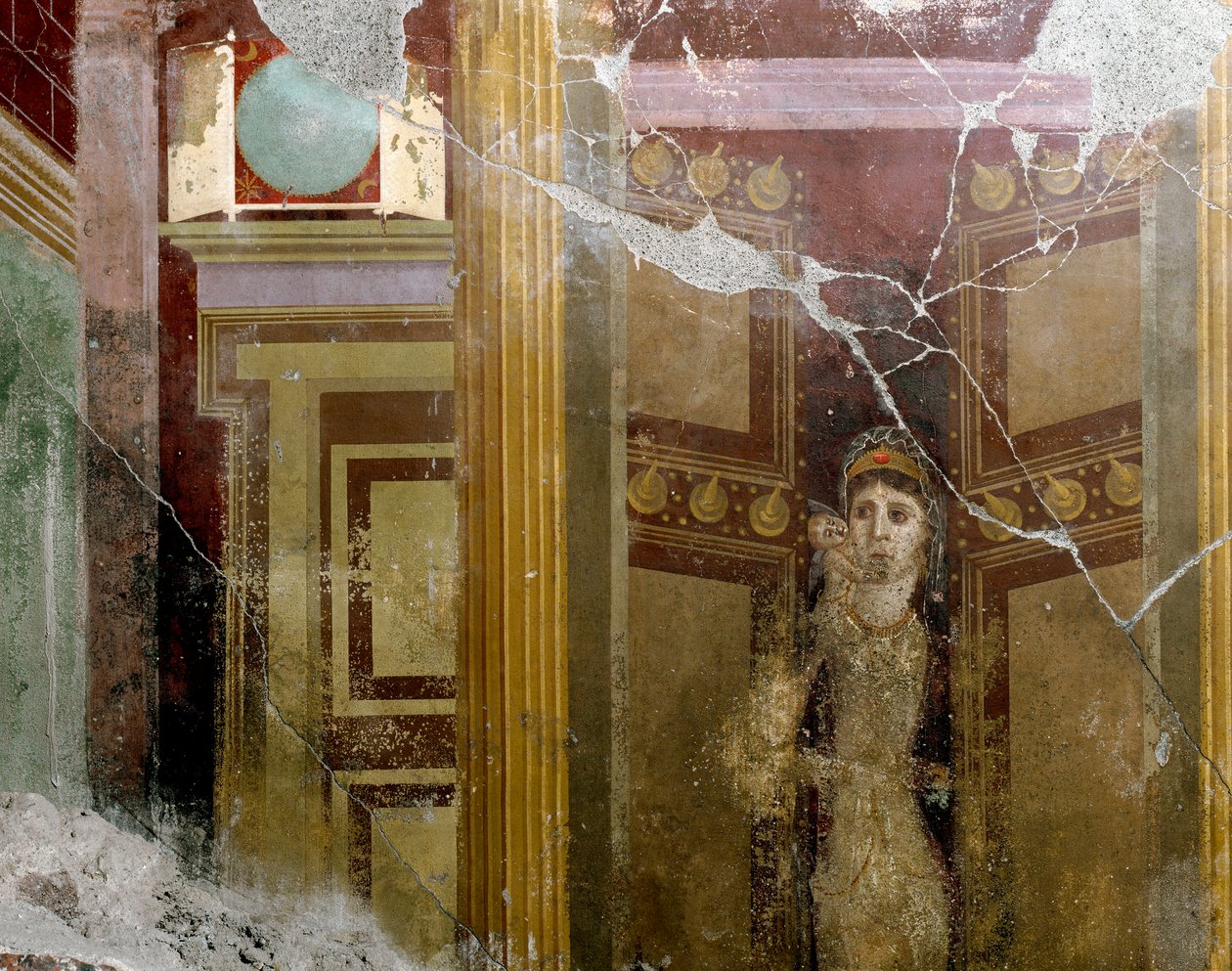 Római művészet: „” Nő portréja az ajtó bejáratánál”” Fabio Rufo (Marcus Fabius Rufus) villa freskójának részlete, Kr.u. 1. század. Pompei, Olaszország alkotó: Roman