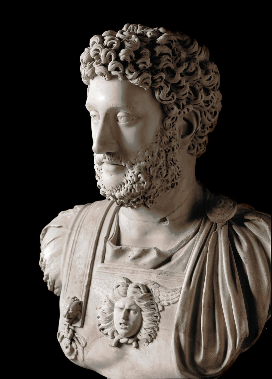 Római művészet: "" Commodus római császár (161-192)"" Márvány mellszobra - Musei Capitolini Róma - Commodus császár mellszobra (161-192) - Márványszobor - Musei Capitolini, Róma, Olaszország alkotó: Roman