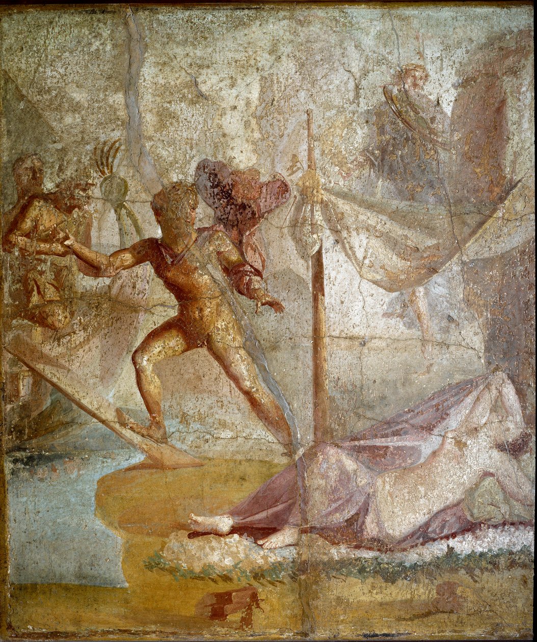 Római művészet: "" Thesee elhagyja Ariane "" római freskót a Pompei lelőhelyről. Kr.u. 1. század. Nápoly, Nemzeti Régészeti Múzeum alkotó: Roman