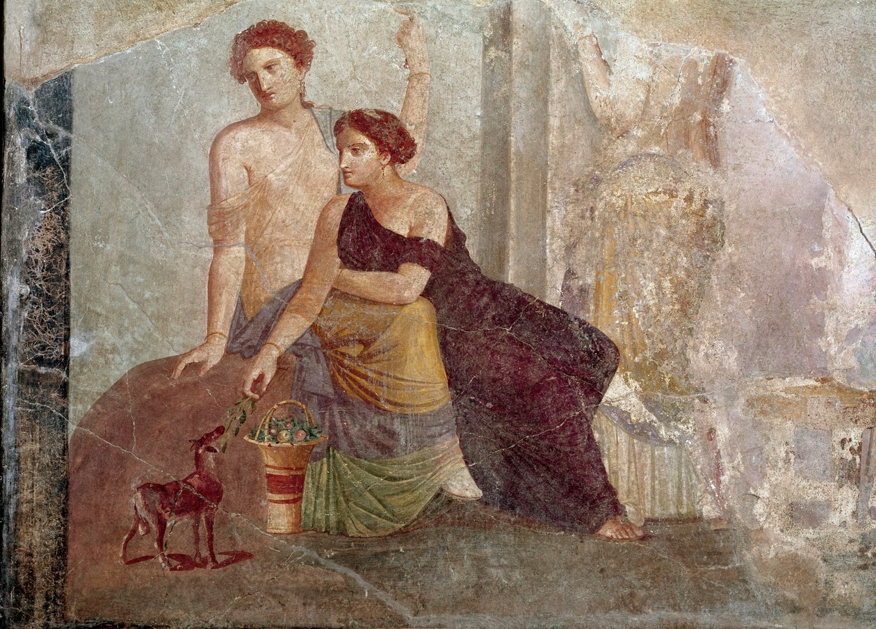 Római művészet: „” Két nő játszik egy kecskével”” Freskó a Kr.e. 1. századból. Párizs, Louvre Múzeum alkotó: Roman