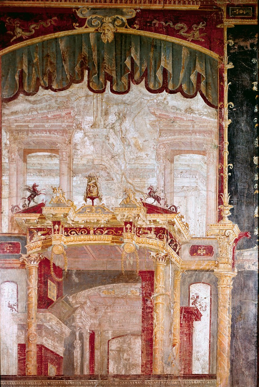 Római művészet: „” dekor”” 4. pompeusi stílusú római freskó Ercolano-ból (Herculanum vagy Herculaneum) Kr.u. 60-80. alkotó: Roman