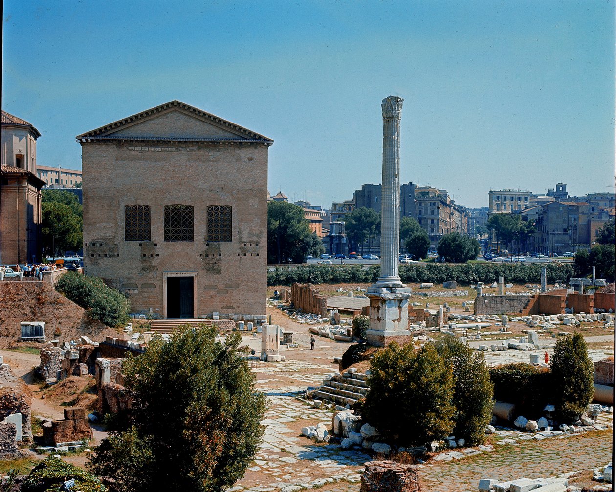 Forum Romanum: kilátás a Szenátus Kúria (kúria) üléshelyére. Kr.e. 1. század. Róma alkotó: Roman