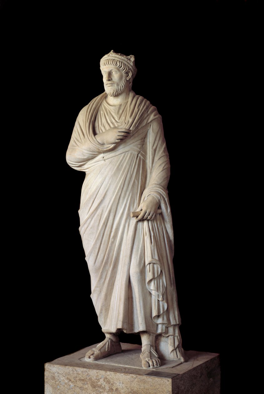Római görög művészet: Julien ler hitehagyott római császár szobra (331-363) (4. század ap. JC) Párizs, Musee Du Louvre alkotó: Roman