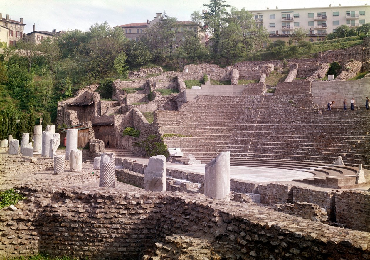 Római antikvitás: Lyoni római színház, Fourviere (Rhone) dombján, a Kr. e. 1. századból. alkotó: Roman