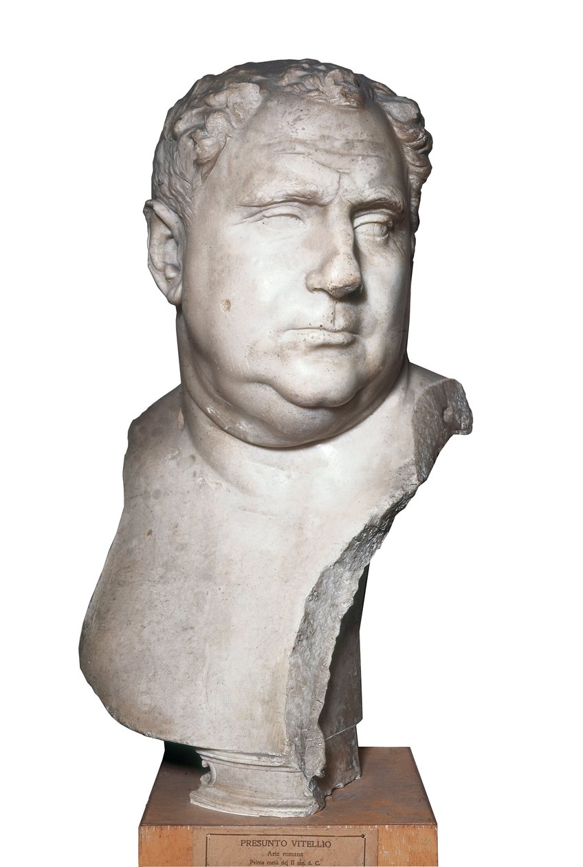 Római művészet: „Vitellius (15-69) római császár mellszobra” 2. század (márvány) alkotó: Roman