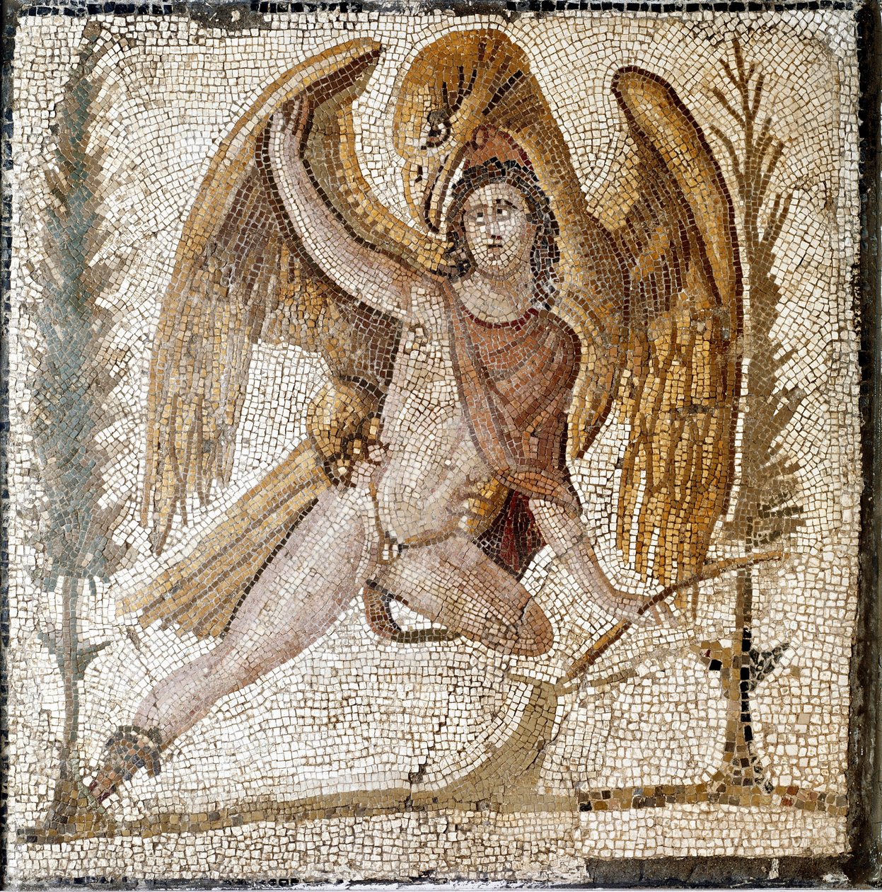 Római művészet: "" Ganymedest egy sas viszi el"" Mozaik Septius Severe császár családjának villájából. 2. század vége JC után. Róma, Museo Nazionale Romano alkotó: Roman