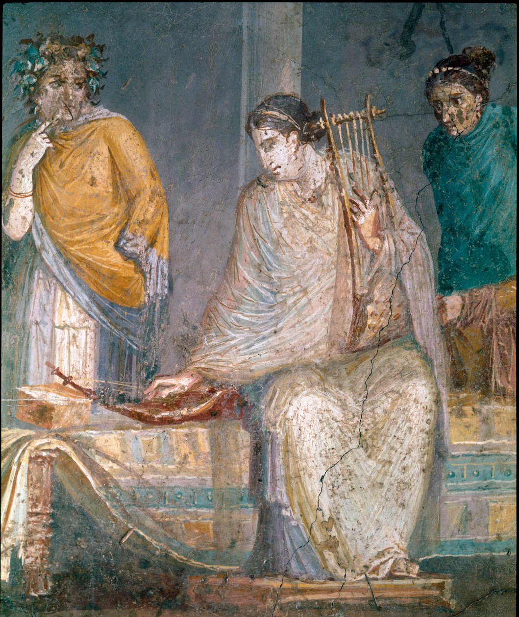 Római művészet: cythared. Freskó Castellammare di Stabia helyéről Nápoly mellett. Kr.u. 1. század (freskó) alkotó: Roman