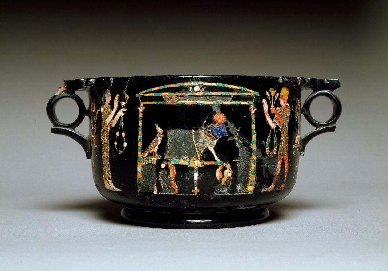 Római művészet: csésze egyiptomi motívumokkal. Castellammare di Stabiából. Kr.u. 1. század. Méret 12 cm Nemzeti Régészeti Múzeum, Nápoly alkotó: Roman
