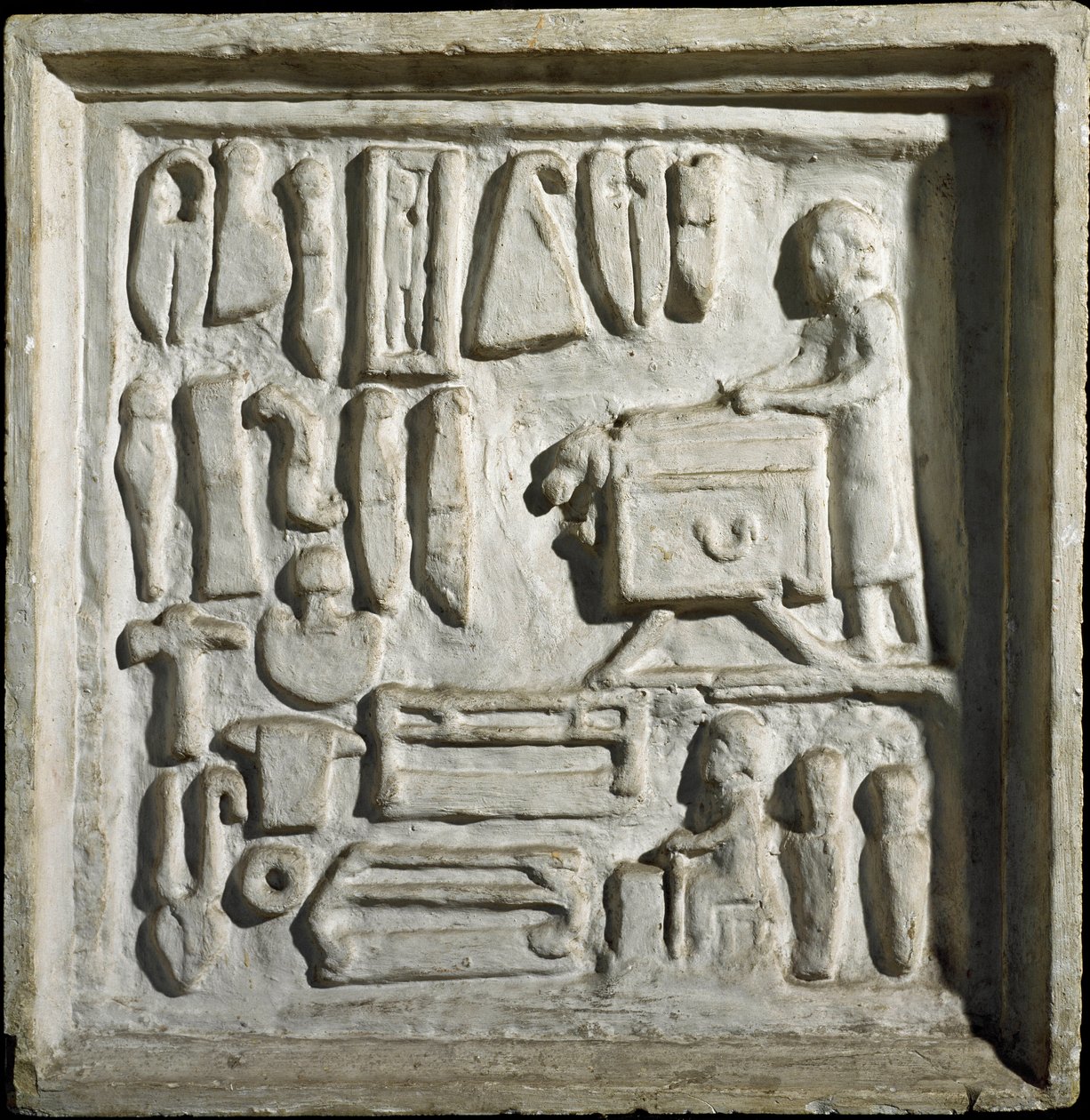 Római művészet: „” épület vagy műhely belseje különböző eszközökkel”” Alacsony dombormű. Kr.u. 1. század. Róma, Museo della Civilta Romana alkotó: Roman