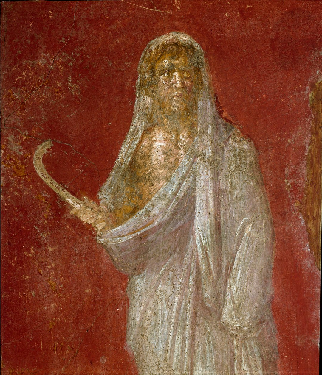 Római művészet: Cronos (Szaturnusz) ábrázolása. Részlet. Freskó a Pompeii Casa dei Dioscuri épületéből. Méret:68x41 cm Nemzeti Régészeti Múzeum, Nápoly alkotó: Roman