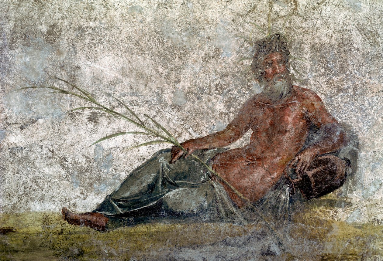 Római művészet: Folyó isten ábrázolása. Egy freskó részlete a pompei Vestales házából. Kr.u. 1. század. Párizs, Louvre Múzeum alkotó: Roman