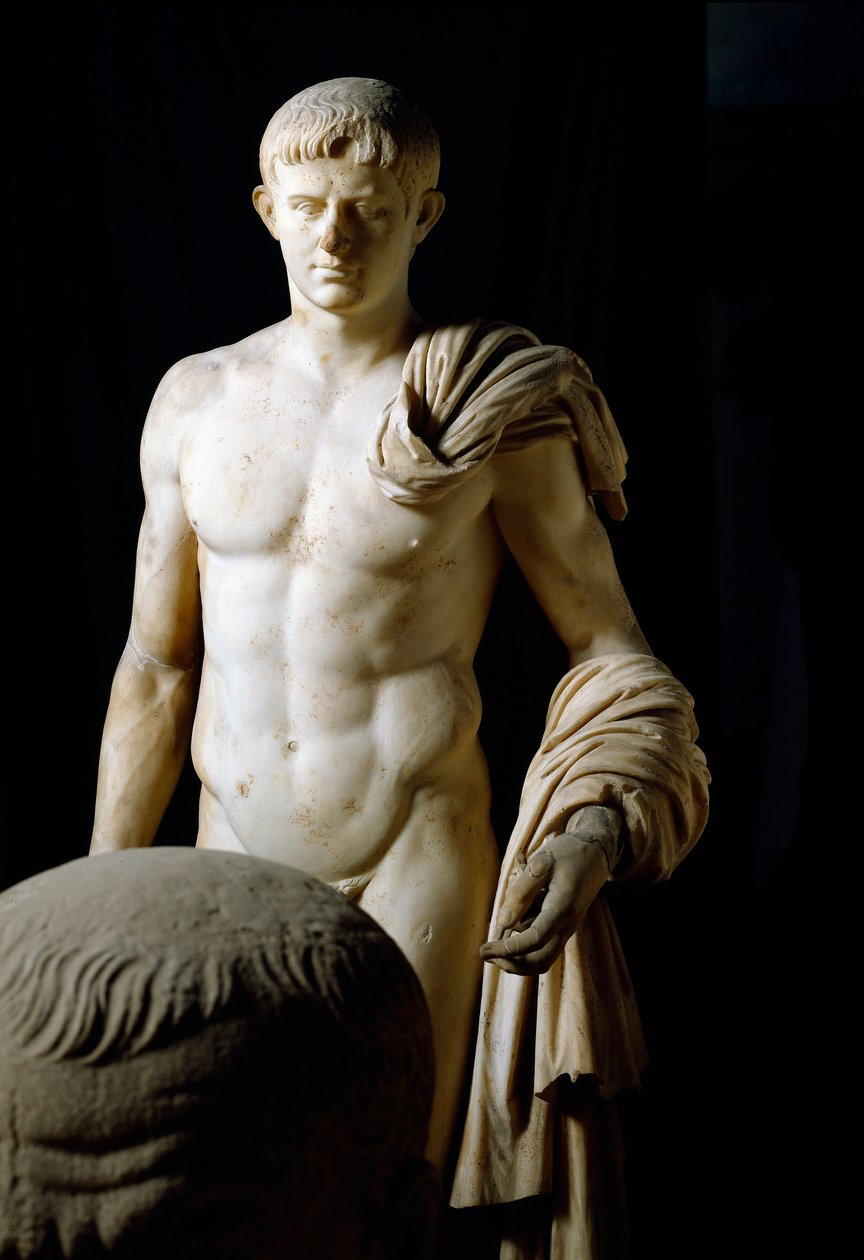 Római művészet: I. Claude császár (Tiberius Claudius Drusus) szobra (Kr. e. 10-54) Formiából. Museo Archeologico Nazionale, Nápoly alkotó: Roman