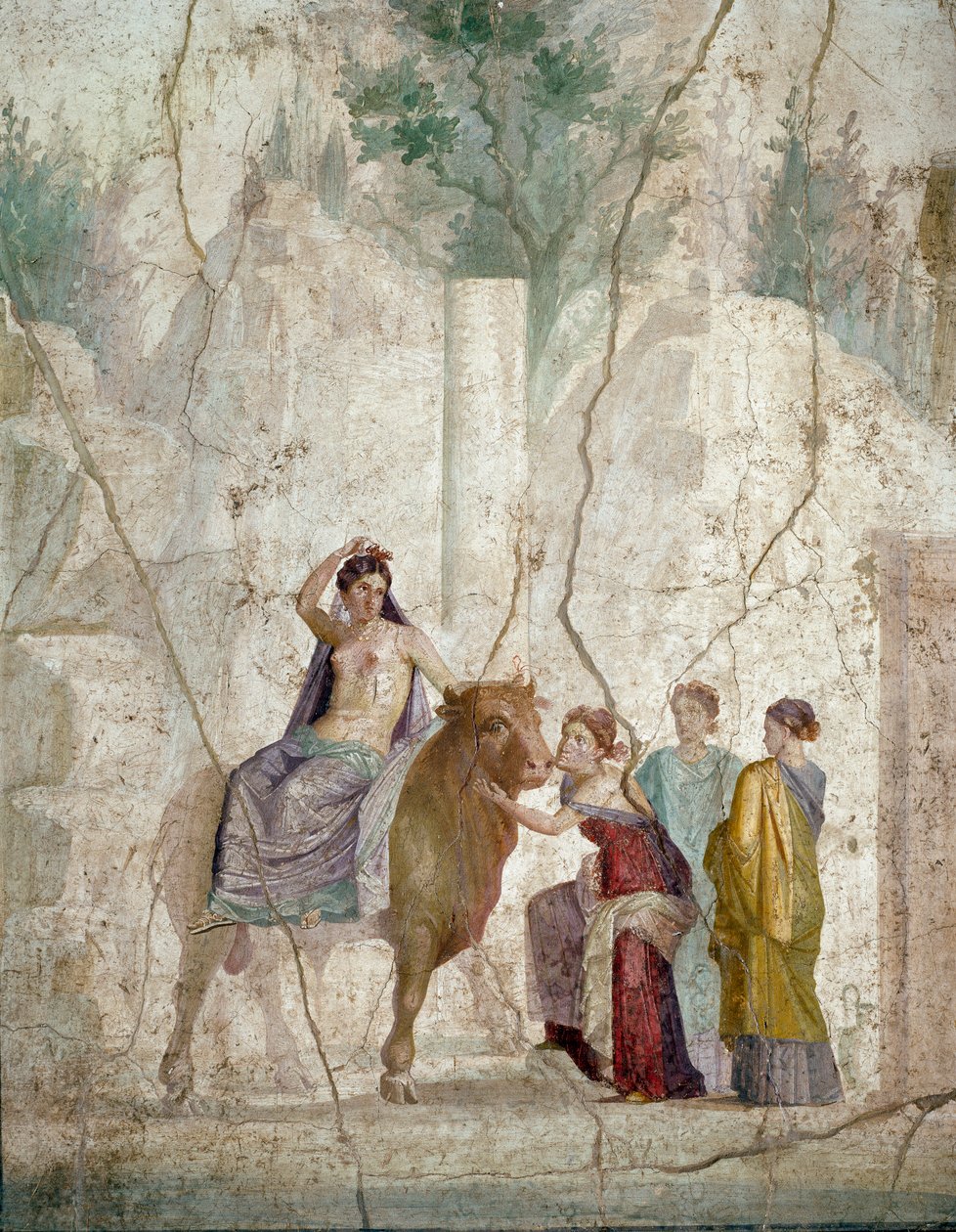 A római művészet: Európa elrablása. Freskó Pompeiiből. 1. század eleje (freskó) alkotó: Roman