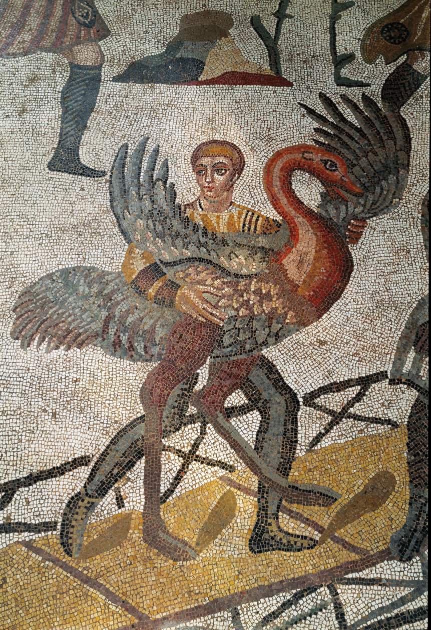 Római művészet: a struccokat hajókon szállítják Rómába. „A kis vadásztársaság” mozaikrészlete 315-350. Piazza Armerina, Villa Romana del Casale alkotó: Roman