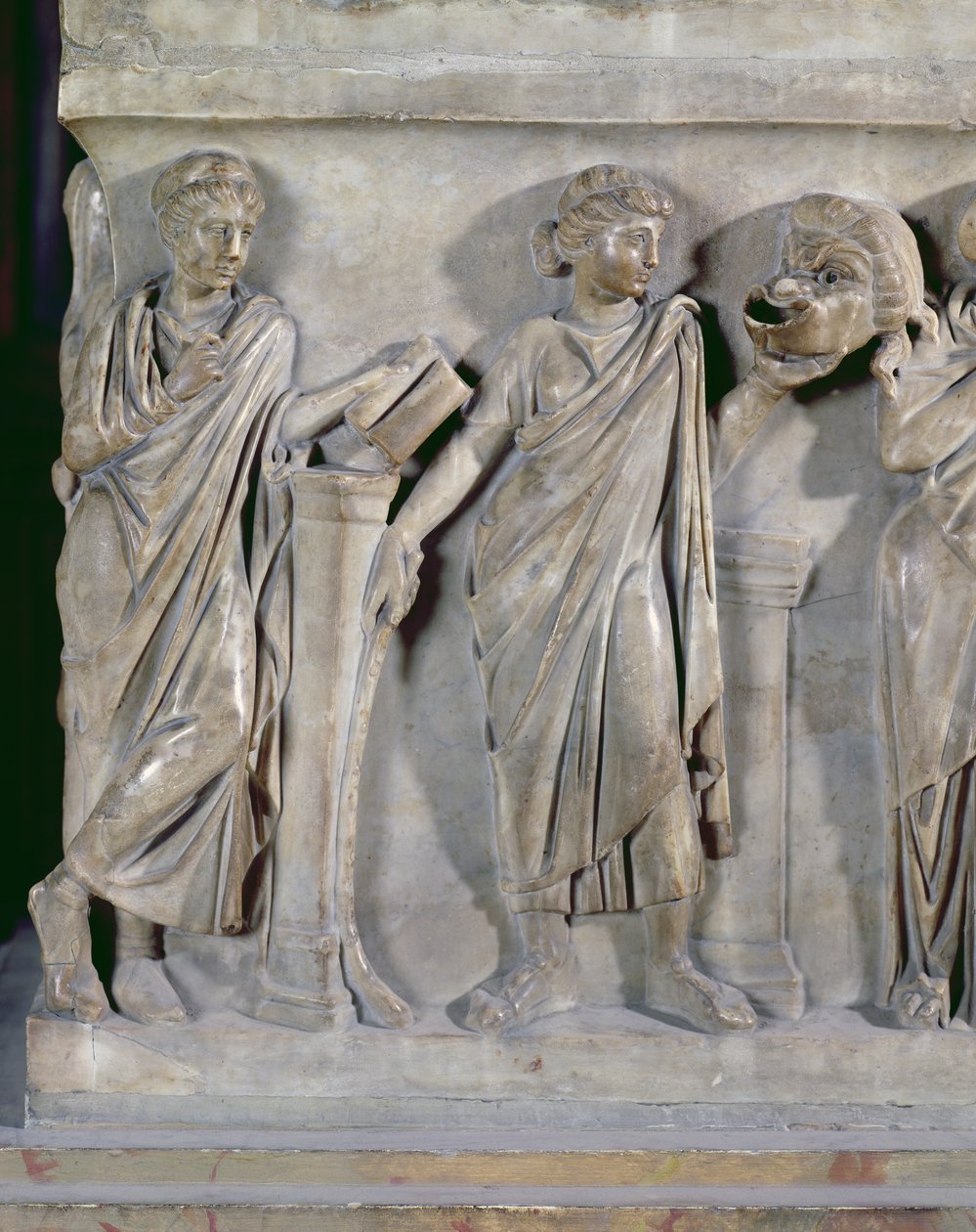 A múzsák szarkofágja, Clio és Thalia részlete, i.sz. 160 körül márvány alkotó: Roman
