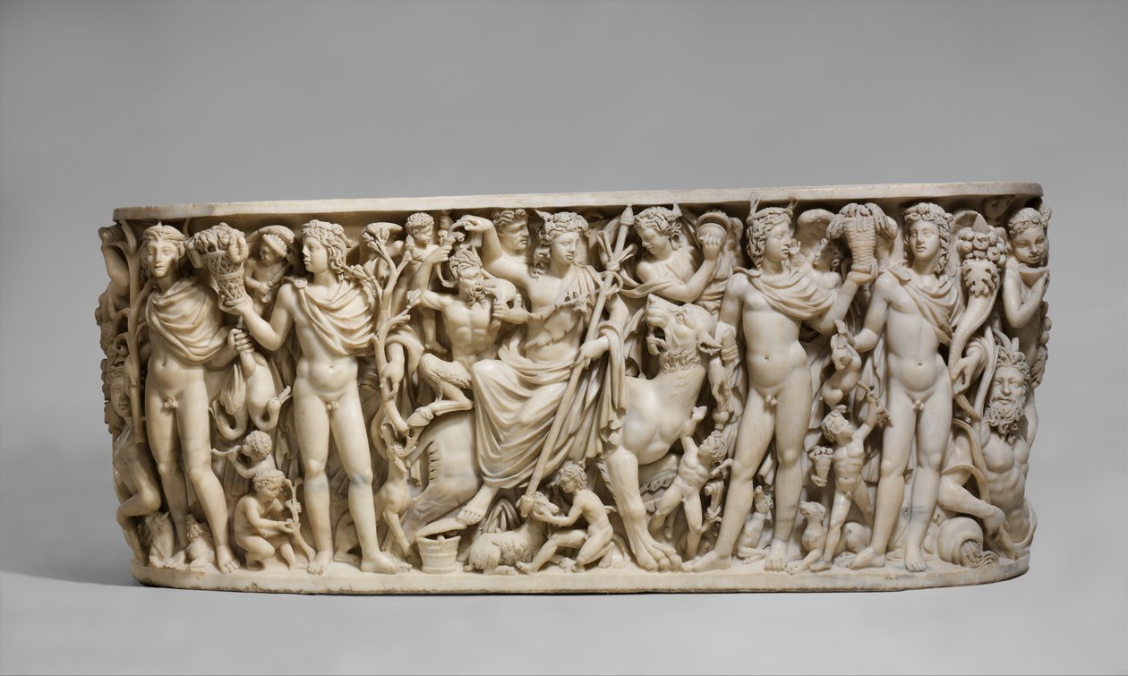 Szarkofág Dionüszosz diadalával és az évszakokkal, c. i.sz. 260-20 (márvány) alkotó: Roman