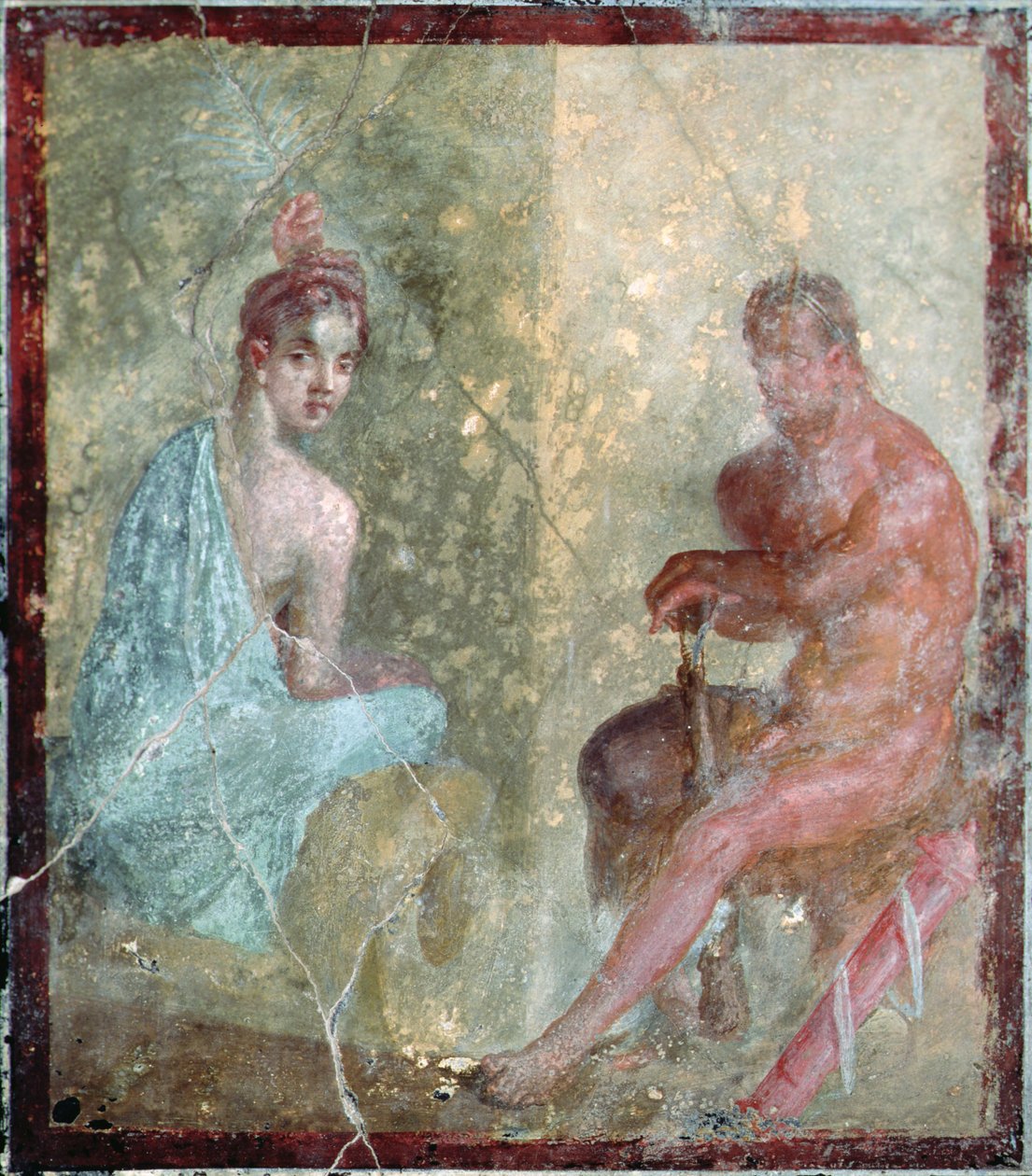 Ülő pár, Pompei, Olaszország (freskó) alkotó: Roman