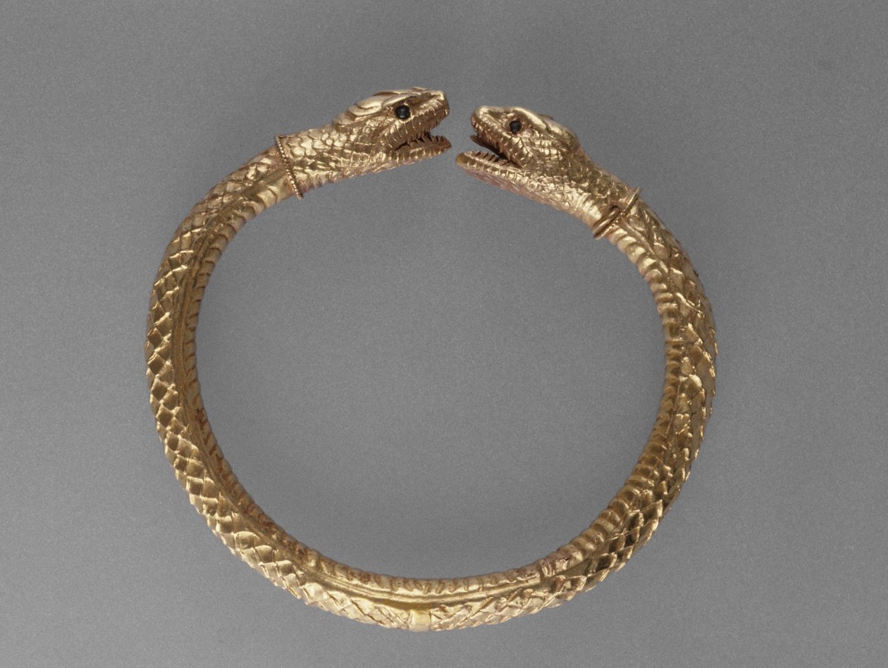 Kígyó karkötő, AD 1-100 (arany, zöld üvegszemekkel) alkotó: Roman