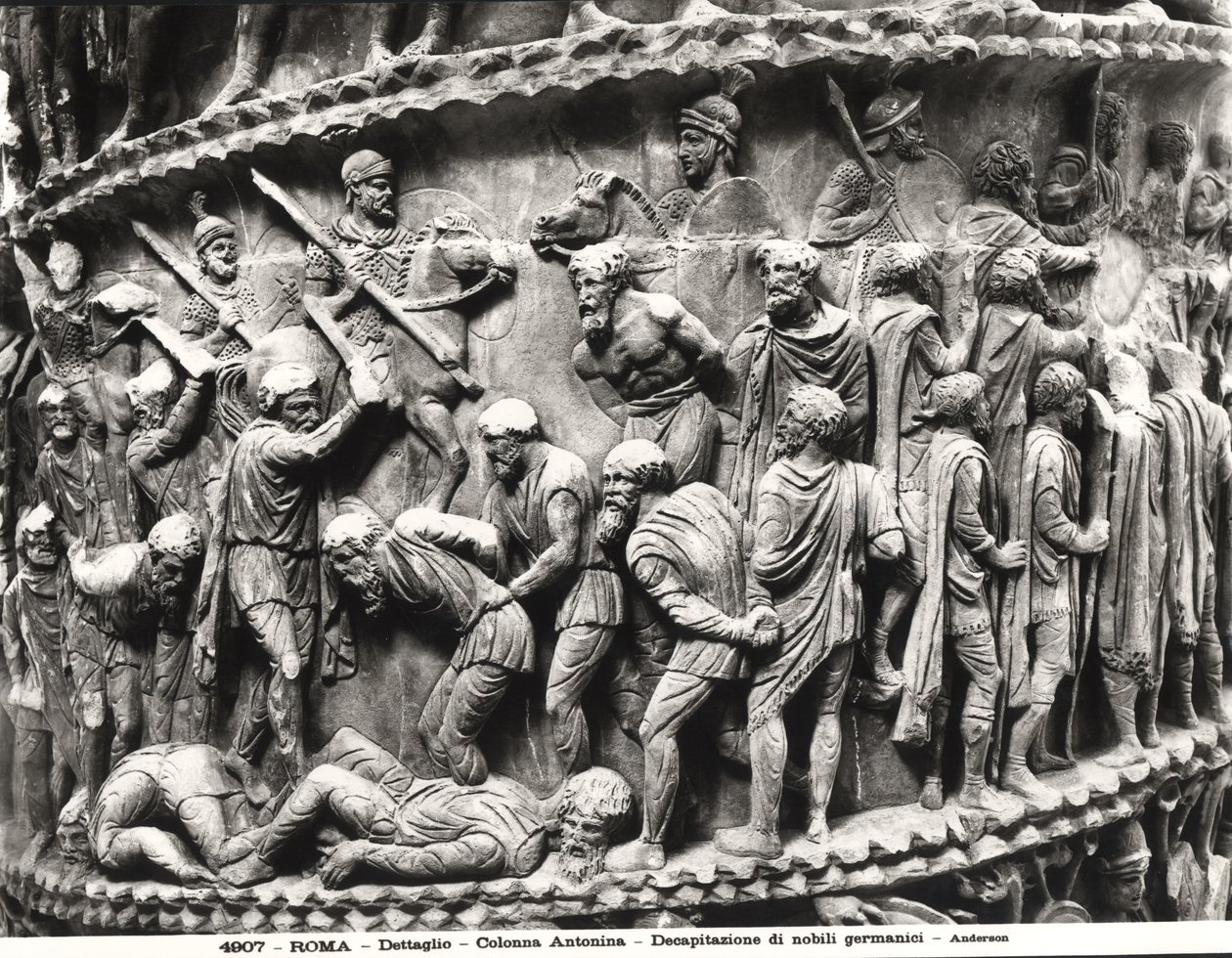 A német nemesek lefejezése, részlet Marcus Aurelius oszlopából alkotó: Roman