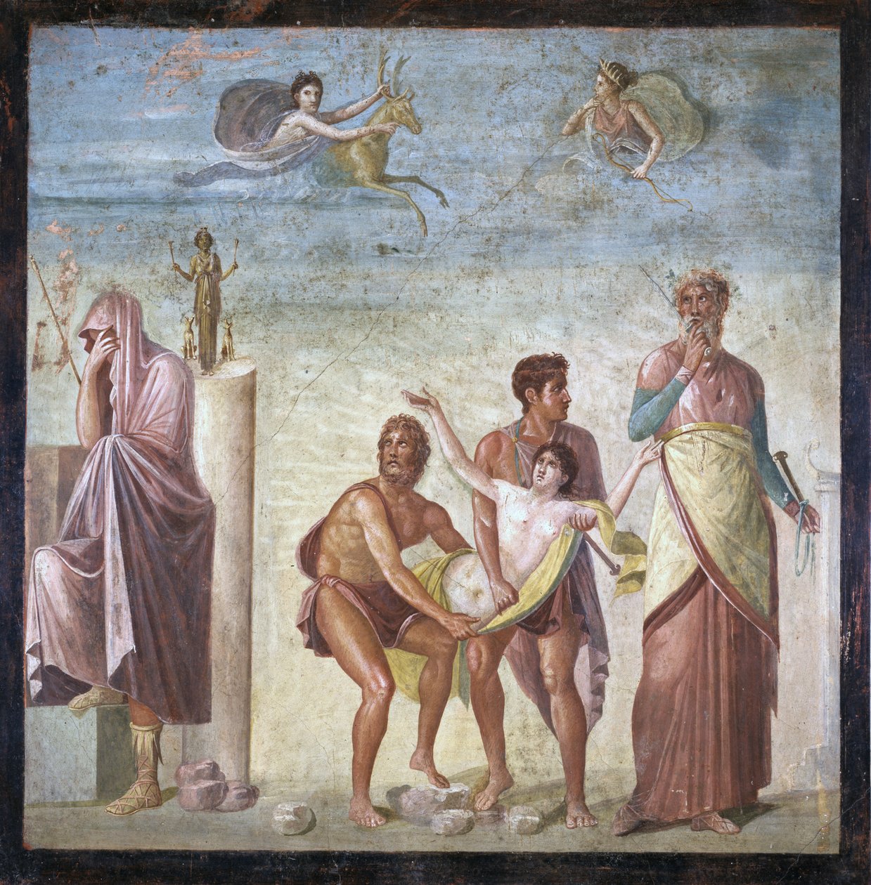 Iphigenia áldozata, a tragikus költő házából, Pompei, 4. dekorációs stílus, i.sz. 30 körül alkotó: Roman