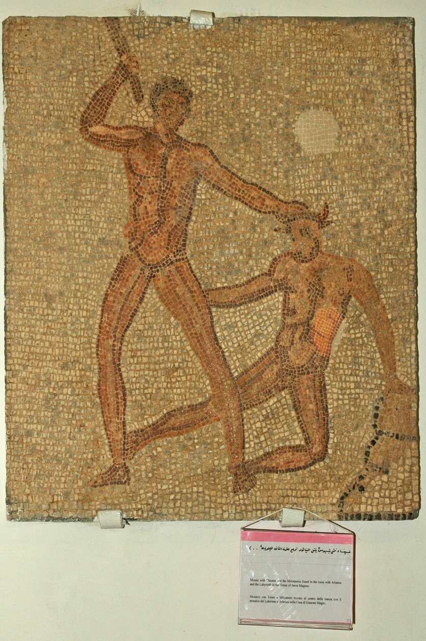 Thészeusz és a Minotaurusz, Jacob Magnus házából (mozaik) alkotó: Roman