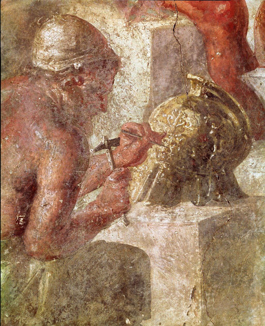 Thetis a Vulkán kovácsművében, egy munkás részlete (freskó alkotó: Roman