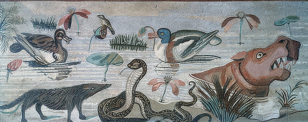 Állatok a Nílusban, a Faun Házából (Casa del Fauno), Pompei alkotó: Roman