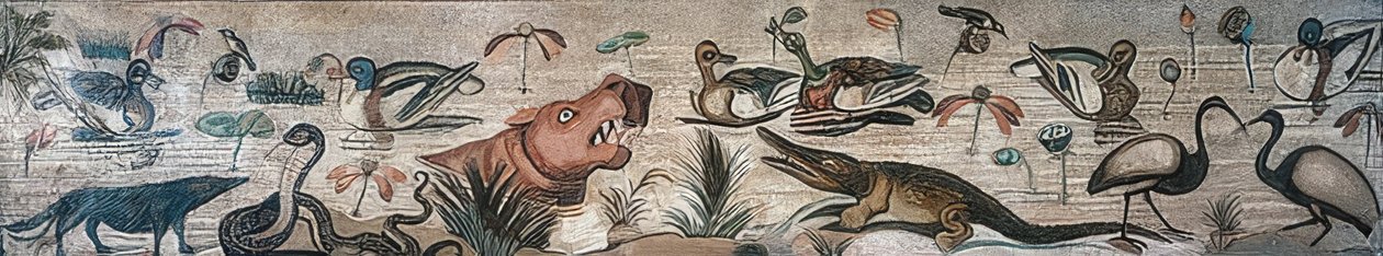 Állatok a Nílusban, a Faun Házából (Casa del Fauno), Pompei alkotó: Roman