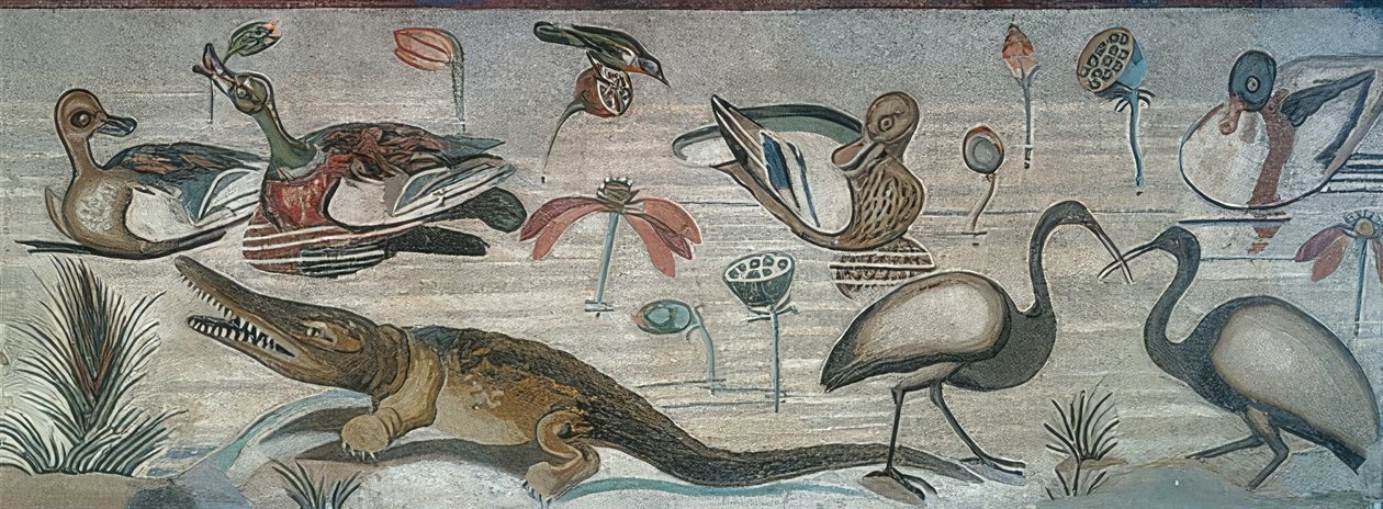 Állatok a Nílusban, a Faun Házából (Casa del Fauno), Pompei alkotó: Roman