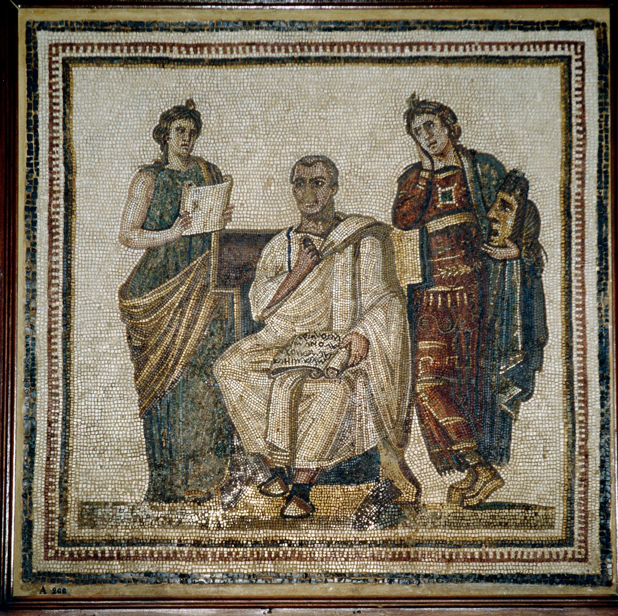 Vergilius (Virgilio) és két múzsa (Clio és Melpomene) – 3. század eleje alkotó: Roman