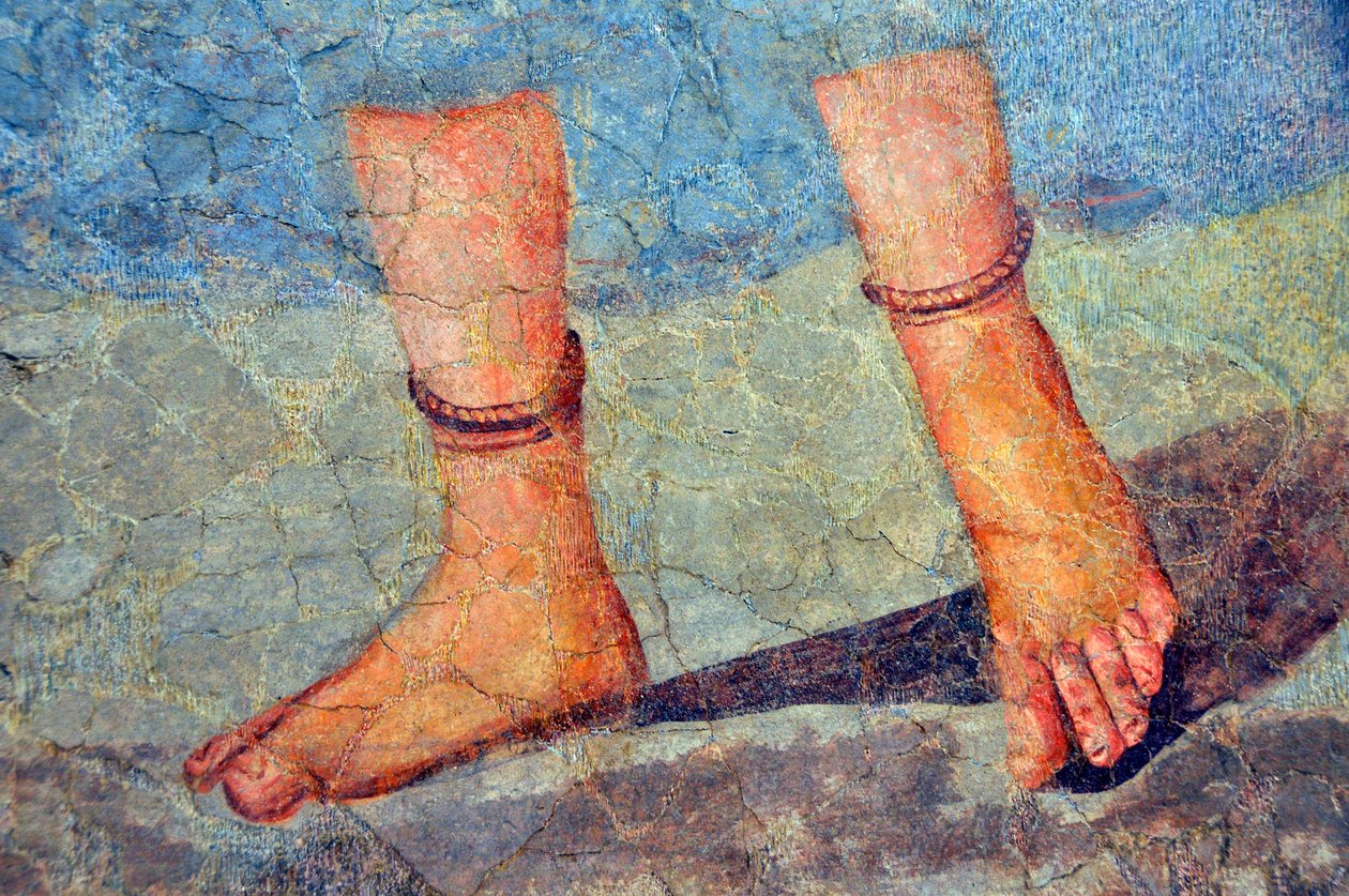 Bokaláncot viselő női lábak, 2. század vége – 3. század eleje (freskó) alkotó: Roman