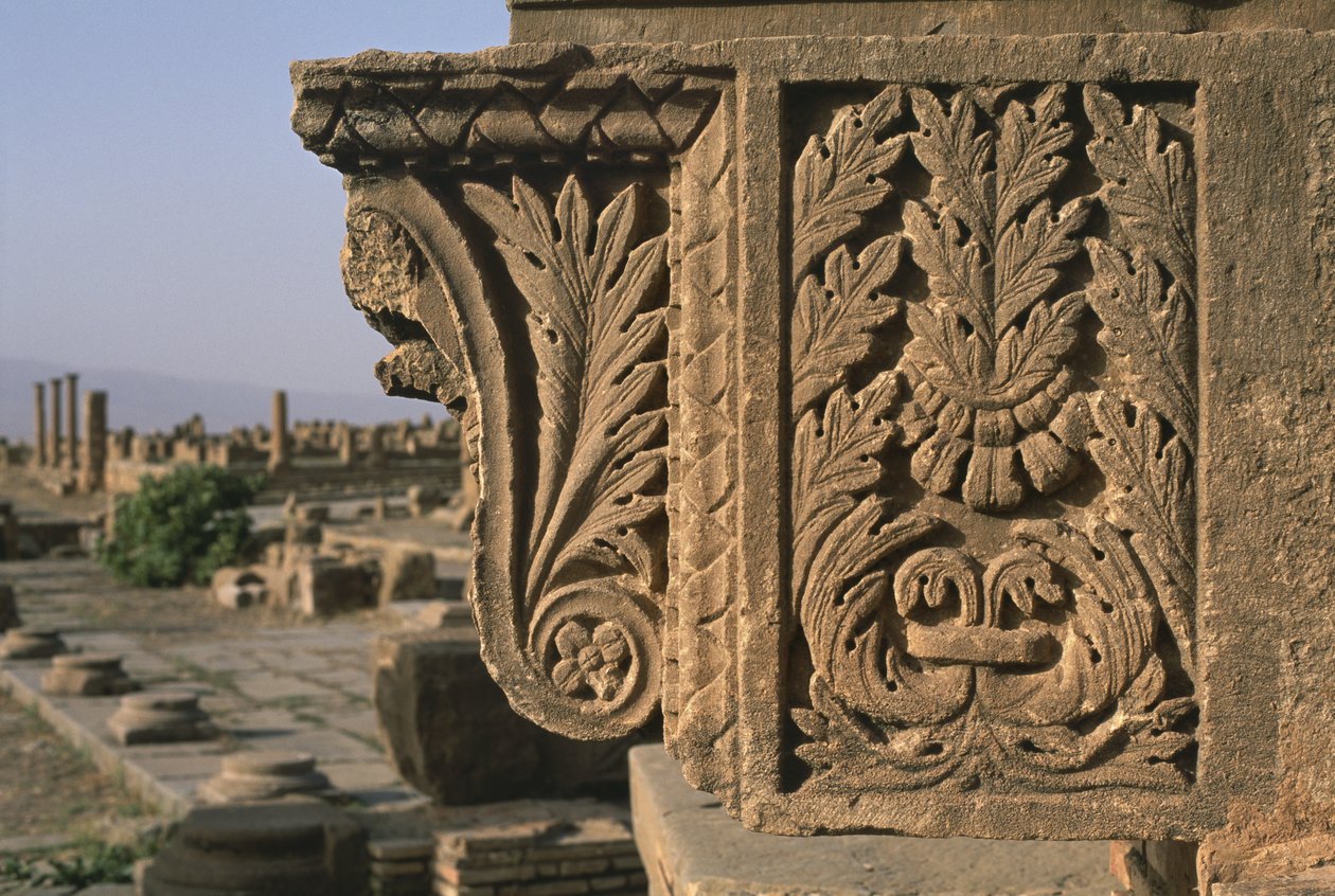 Építészeti töredék faragott díszítéssel, Sertius piac, magas császárkor (Kr. e. 27-395 k.) alkotó: Roman Imperial Period