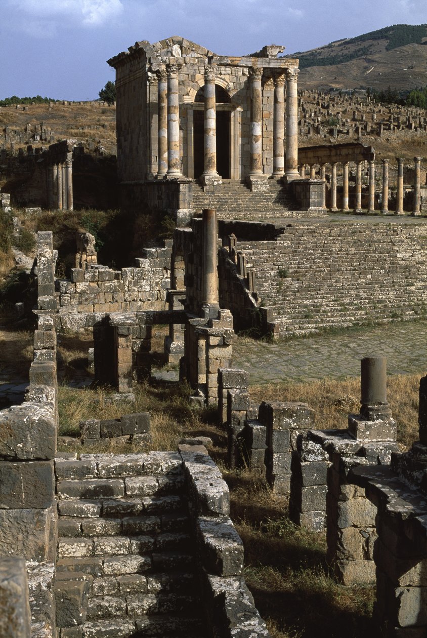 A Septimianus család templomának látképe, magas császárkor (Kr. e. 27-395) (lásd még 267063 és 267065) alkotó: Roman Imperial Period