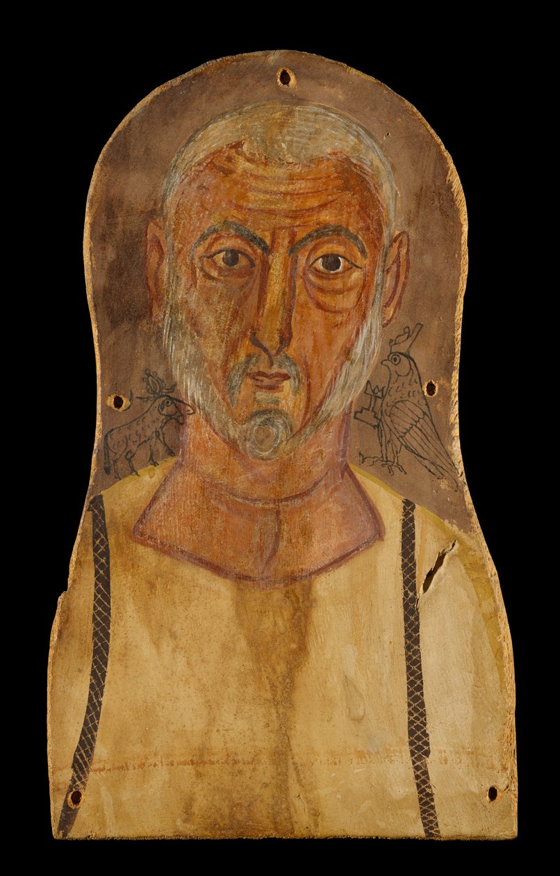 Idős férfi egyiptomi istenek által, i.sz. 250 x (tempera platánon) alkotó: Roman Period Egyptian