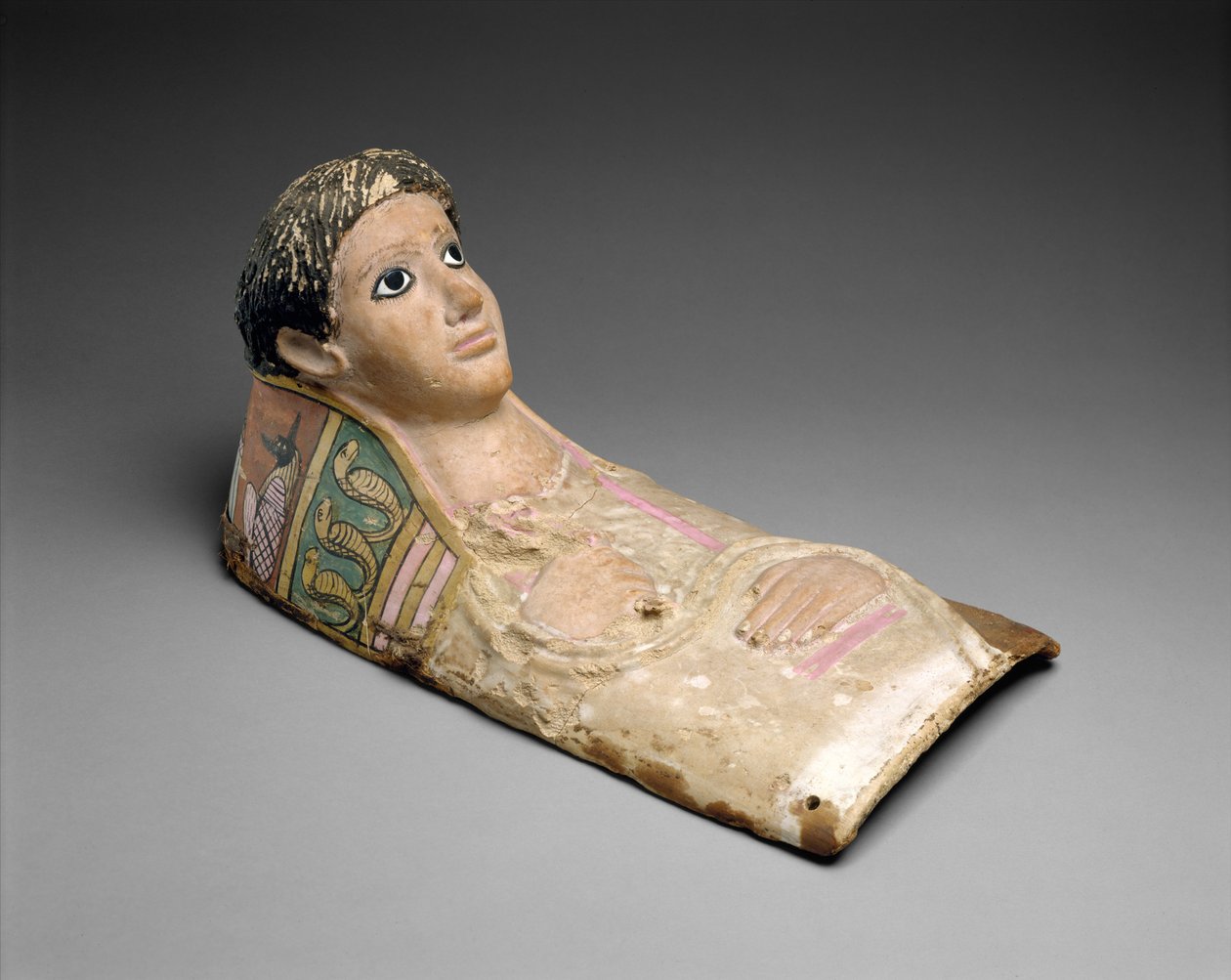 Fiatalok gipsz portrémaszkja, i.sz. 140-190 körül (gipsz, vászon, festék, lapis lazuli, üveg) alkotó: Roman Period Egyptian